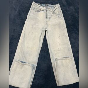 Light Wash Super High Rise Straight Button Fly Jeans